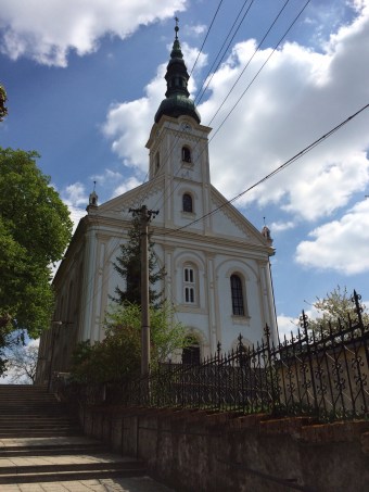 The Lutheran Church in Brezova where my grandmother was baptized.  At the time this building was built, around 1870, it was the largest Lutheran church in Slovakia.